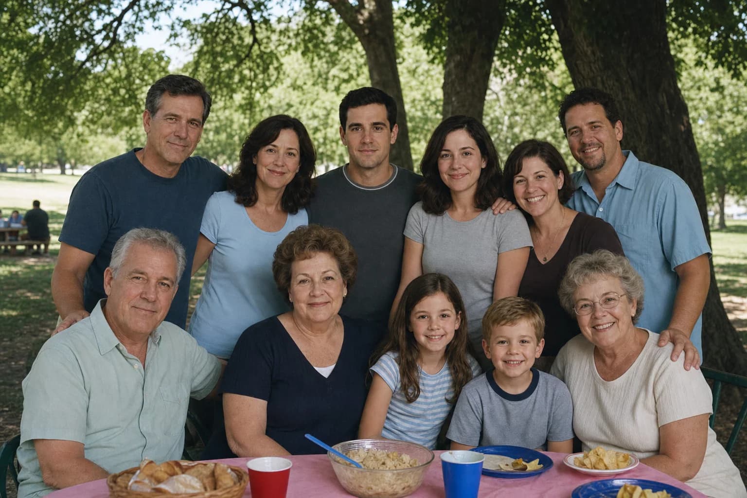 The extended Bennett family gathered outdoors for a reunion in 2004.